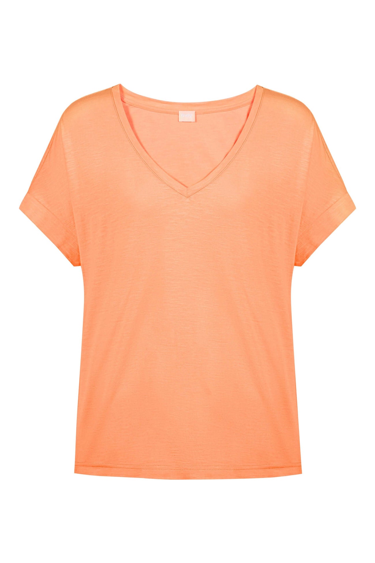 Mey Shirt Brooke Dames 17757 547 sunglow V-hals shirt met oversized mouwtjes in zachte katoen.