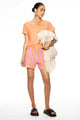 Mey Shirt Brooke Dames 17757 547 sunglow, casual look with oversized sleeves and vibrant pastel shorts.