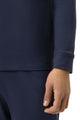Detail van een Mey shirt in yacht blue, gemaakt van zacht French Terry katoen, ideaal voor thuis of sport.