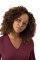 Mey shirt lange mouw in bordeaux met V-hals voor dames, gemaakt van zachte modalmix.