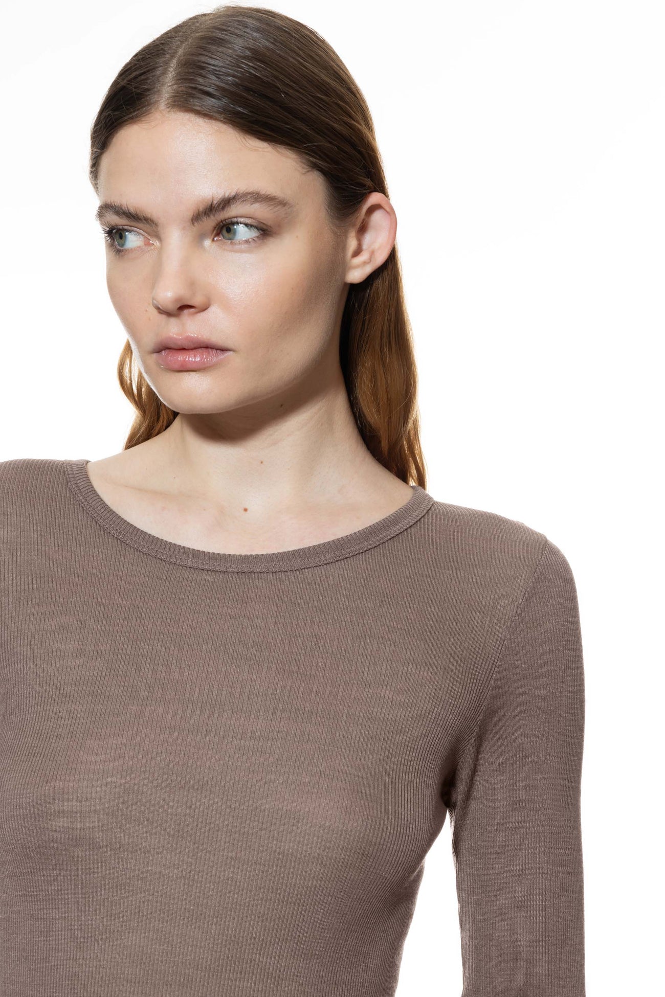 Mey Shirt Lange Mouw Wool Love Dames 1110029 90 deep taupe