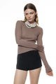 Mey Shirt Lange Mouw Wool Love Dames 1110029 90 deep taupe