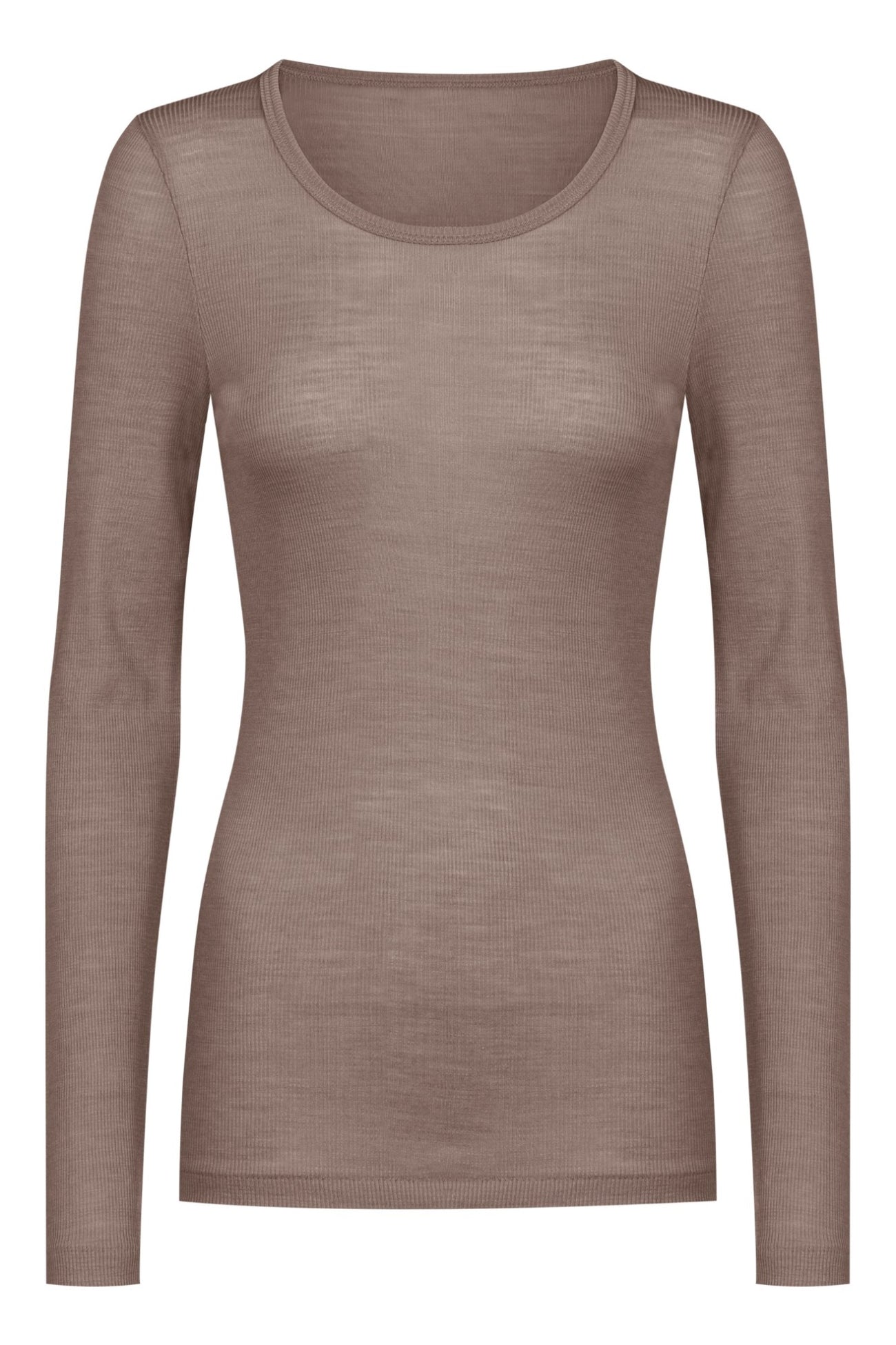 Mey Shirt Lange Mouw Wool Love Dames 1110029 90 deep taupe