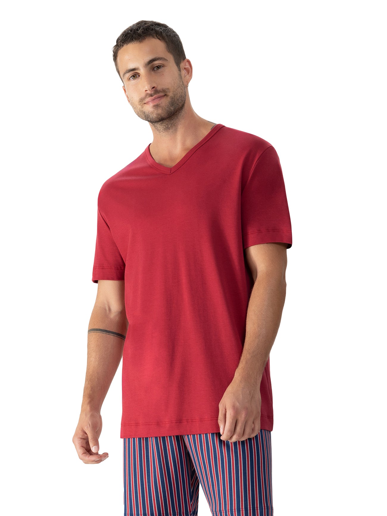 Mey Shirt Solid Night Heren 30124  827 terra red