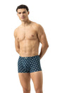 Mey Shorty Classic Blue Tie heren boxer in grafisch design met katoenmix, Oeko-Tex® gecertificeerd.