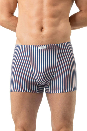 Mey Shorty Coral Stripes Heren 2120212 1762 hague blue met roodwitblauw gestreept design inclose-up