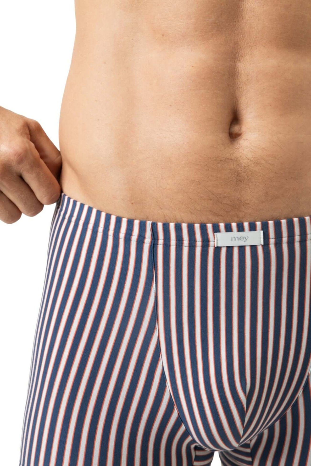 Mey Shorty Coral Stripes Heren 2120212 1762 hague blue boxers met roodwitblauw gestreept design.