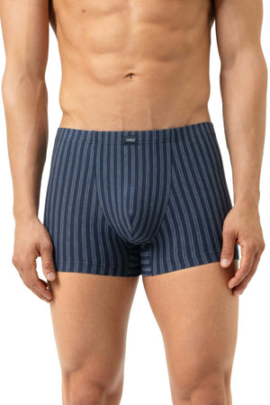 Mey Shorty Denim Stripes Heren 2120223 668 yacht blue, gestreepte boxer, comfortabele katoenmix, Oeko-Tex gecertificeerd.