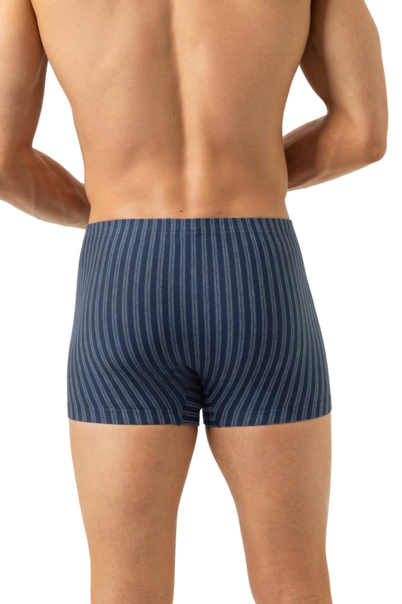 Mey Shorty Denim Stripes Heren 2120223 668 yacht blue, gestreepte boxer, katoenmix, comfortabele tailleband