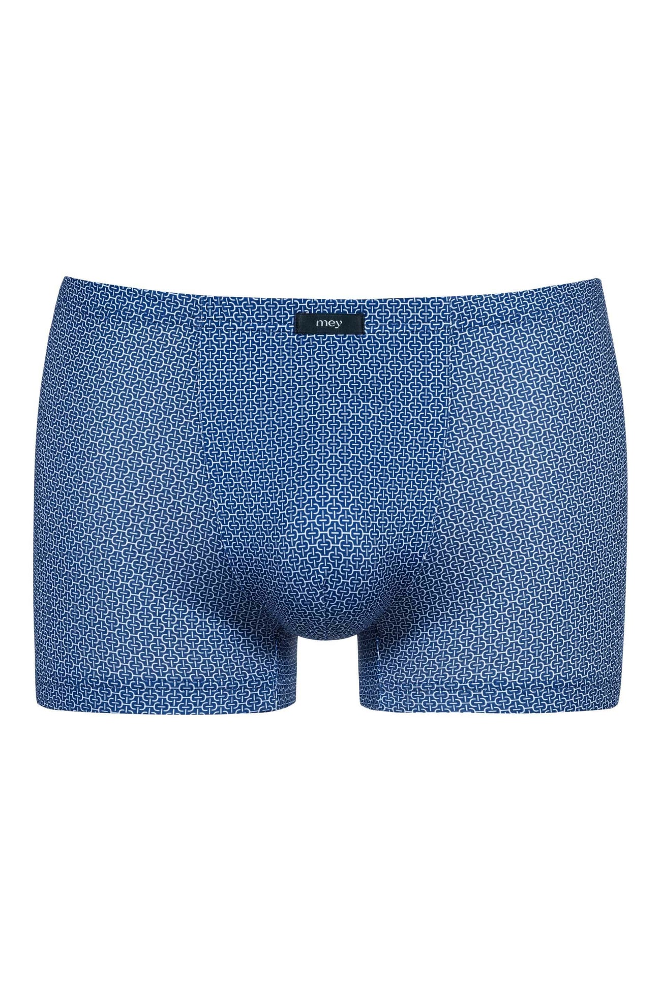 Mey Shorty Frame Heren 37356 578 classic blue boxershort met grafische print en klimaatregulerend materiaal.