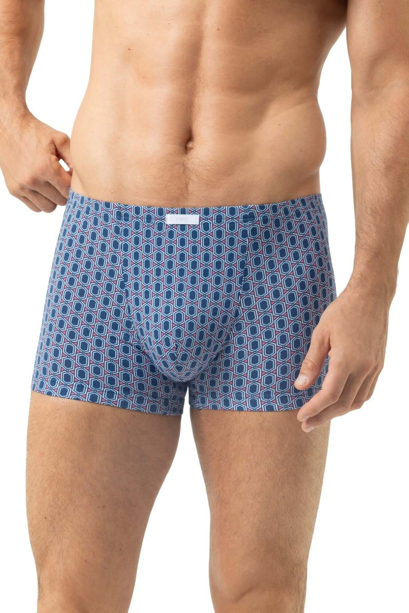 Mey Shorty Straight Geo Heren 2120198 309 dream blue boxer met grafisch design en katoenmix