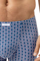 Mey Shorty Straight Geo Heren 2120198 309 dream blue met grafisch design en katoenen tailleboord.