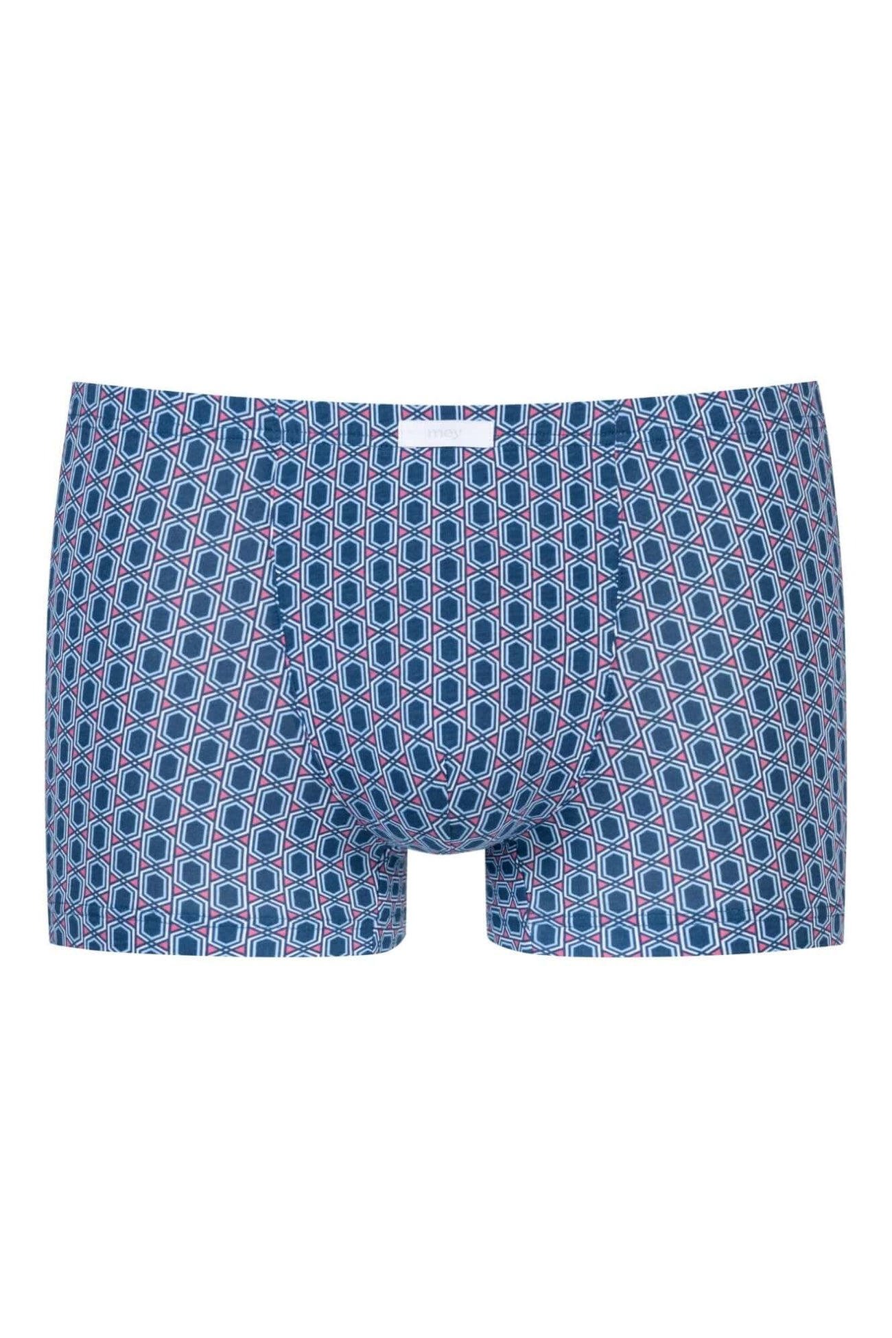 Mey Shorty Straight Geo Heren 2120198 309 dream blue boxer met grafisch patroon in katoenmix.