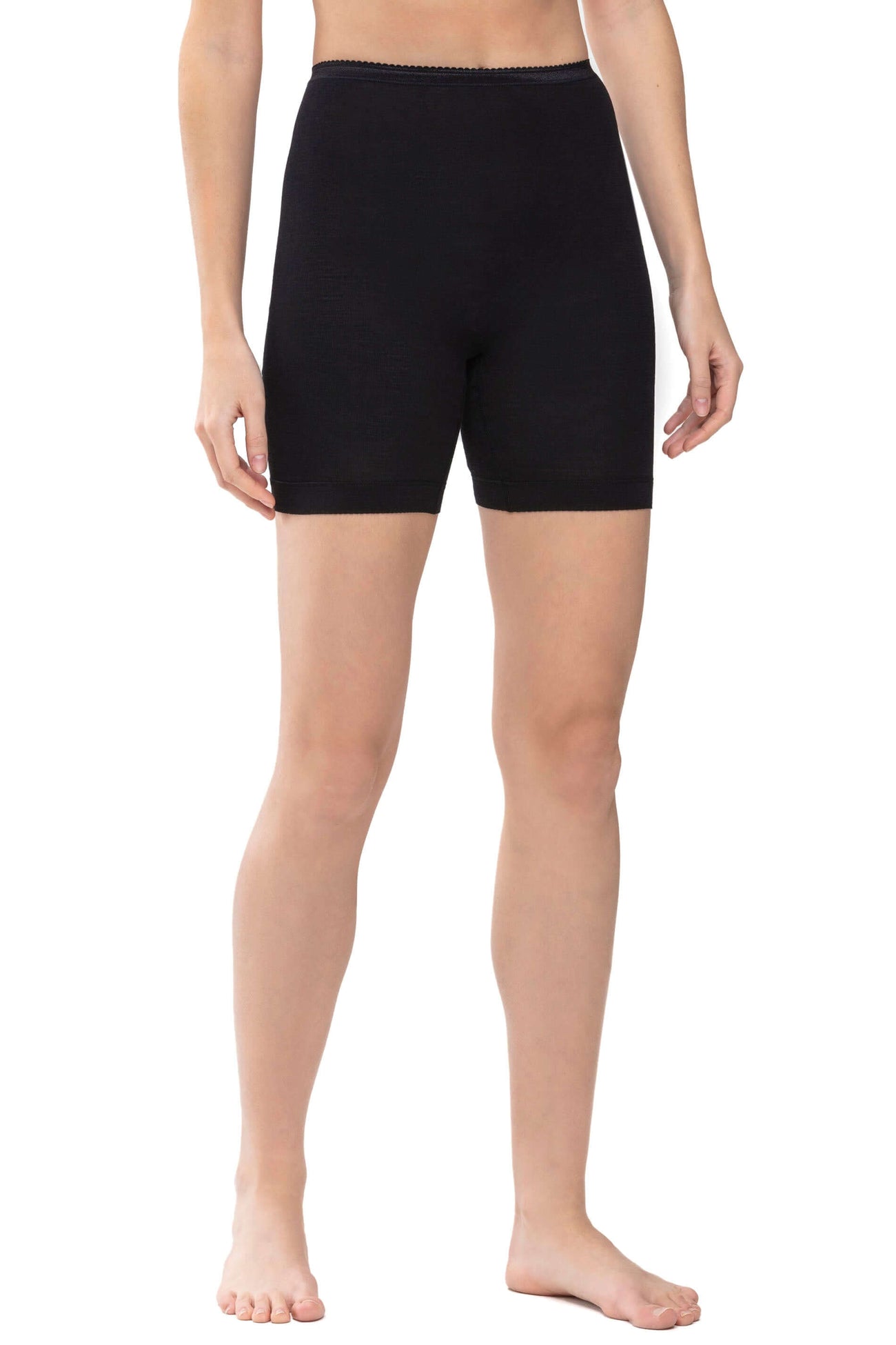 Mey Slip met lange pijp Wol Zijde Exquisite Dames 67407 3 schwarz, zachte zwarte slip met lange pijpen.