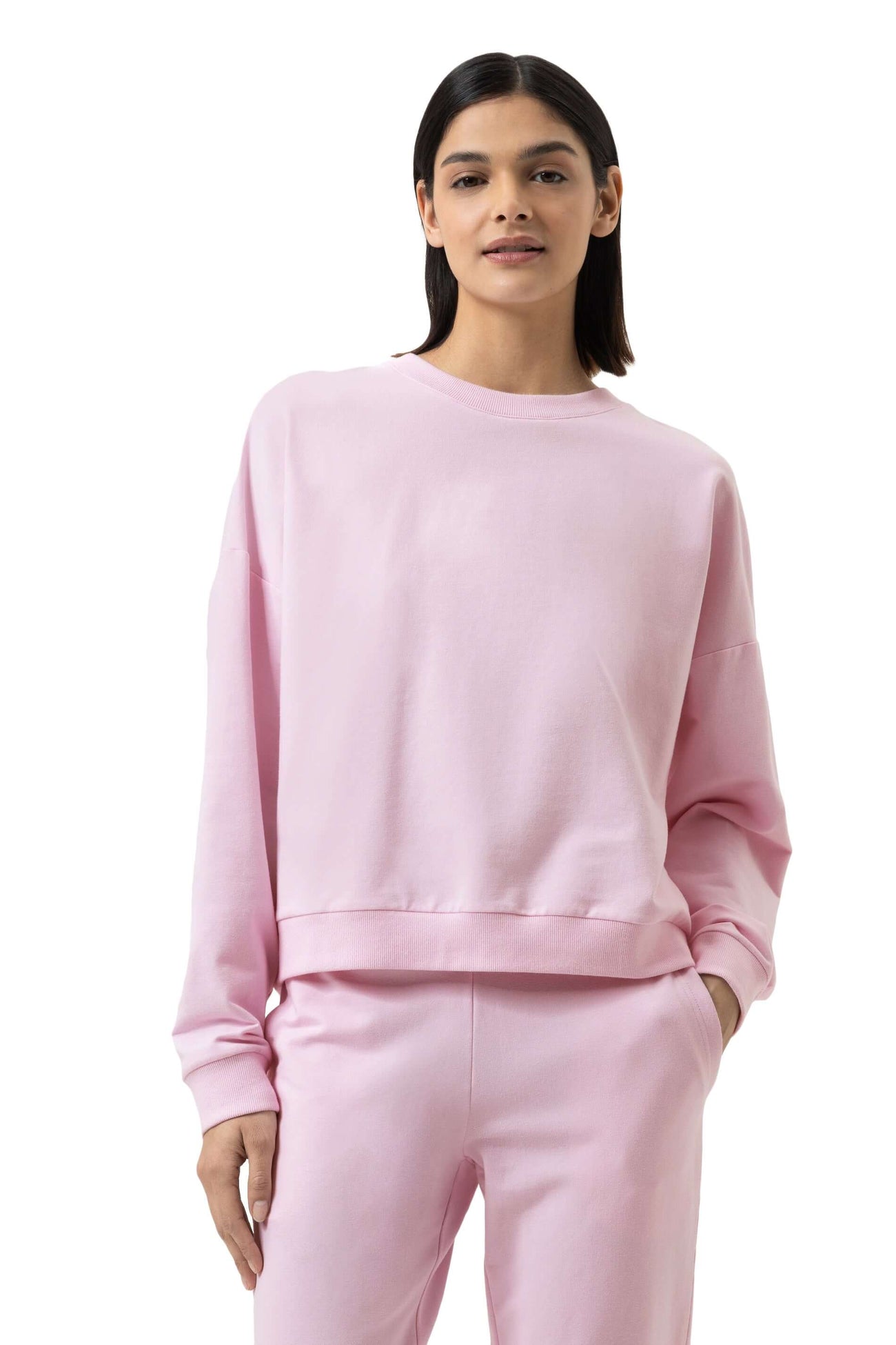 Mey Sweatshirt Cozy Nights Dames 1210074   1718 soft pink - comfortabel katoenen sweatshirt in zachtroze.