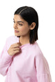 Mey Sweatshirt Cozy Nights Dames 1210074 1718 soft pink model close-up in soft pink fabric.