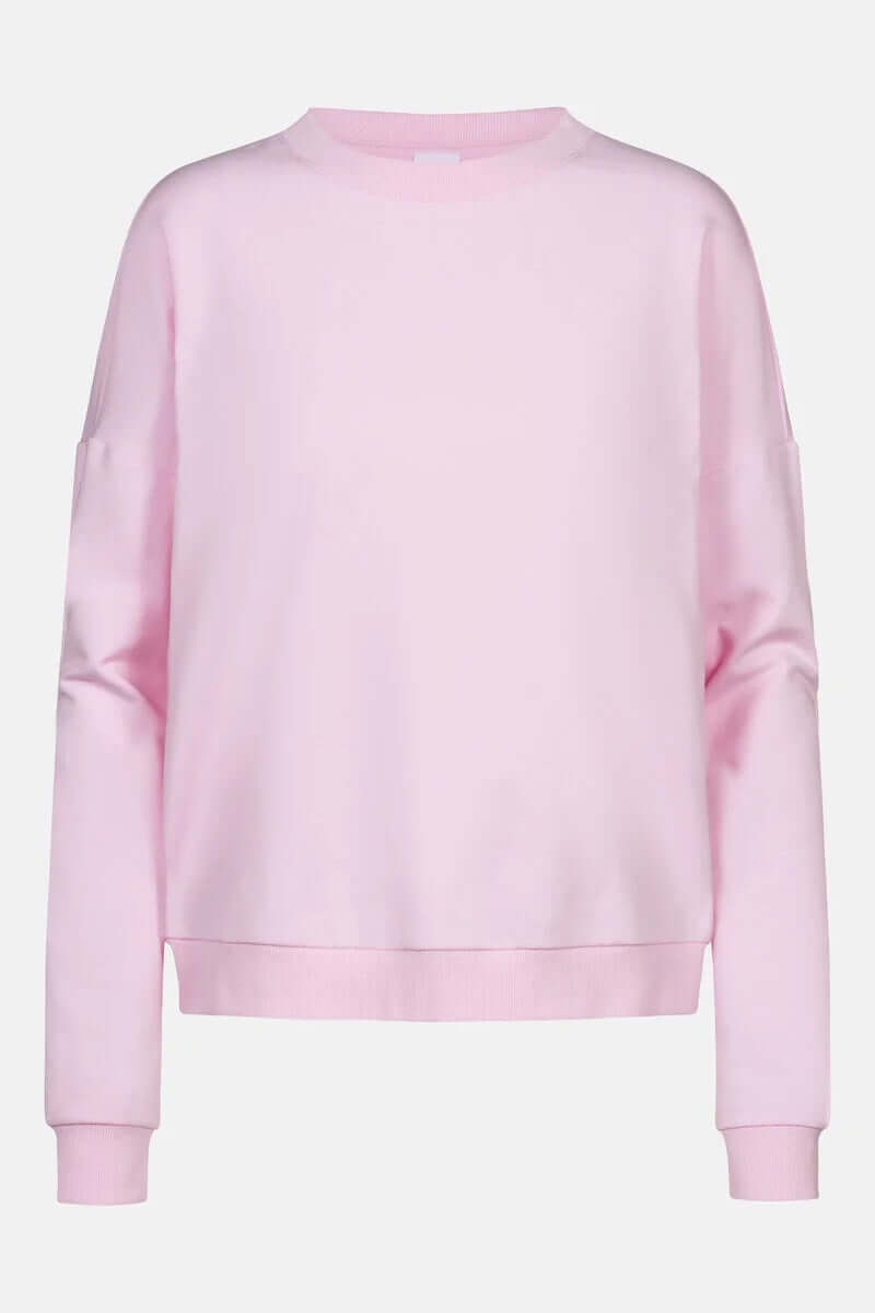 Mey Sweatshirt Cozy Nights Dames 1210074   1718 soft pink in zachtroze French Terry-stof voor een ademende pasvorm.