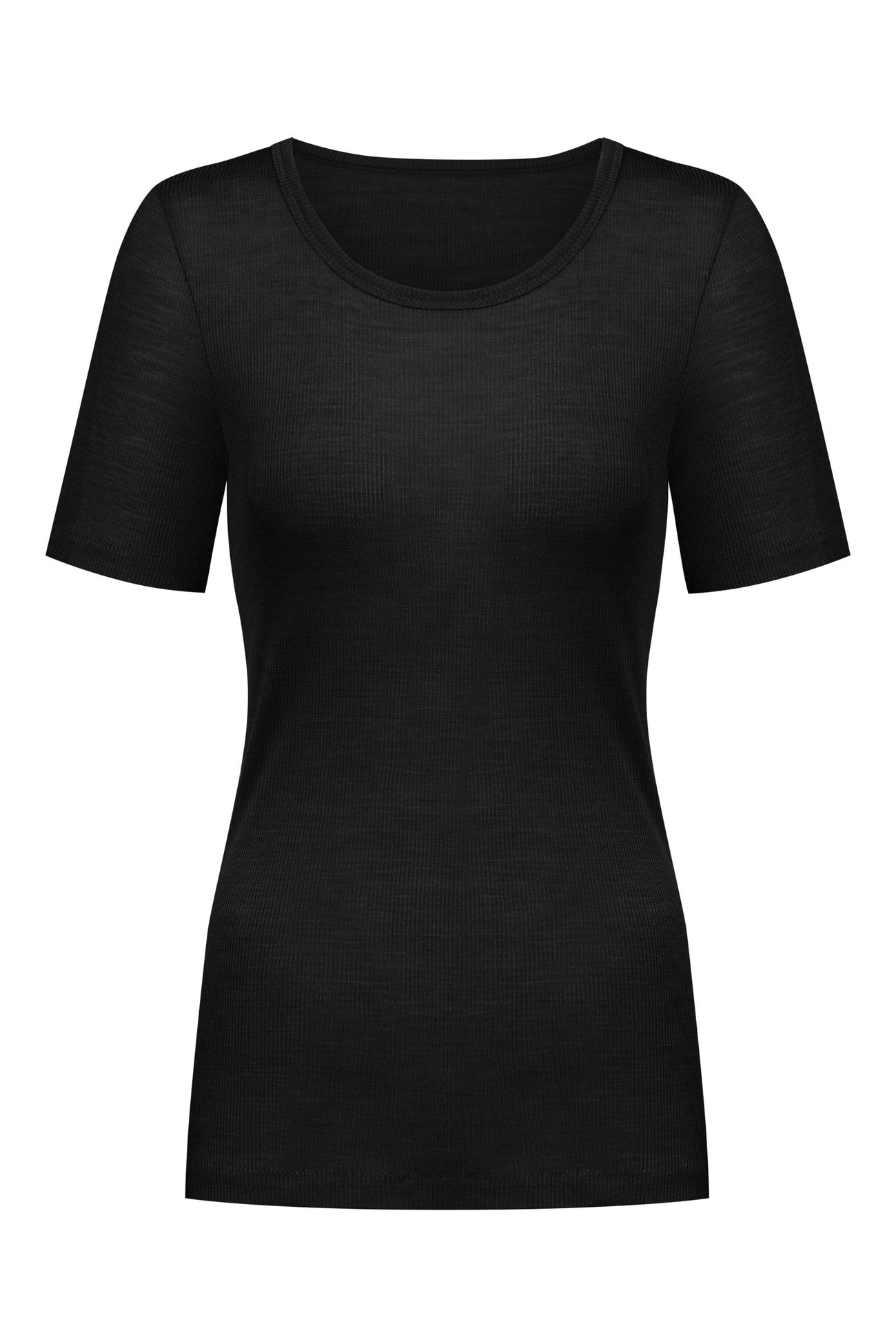 Mey T-Shirt Korte Mouw Wool Love Rib Dames 66013 3 schwarz Foto 11973