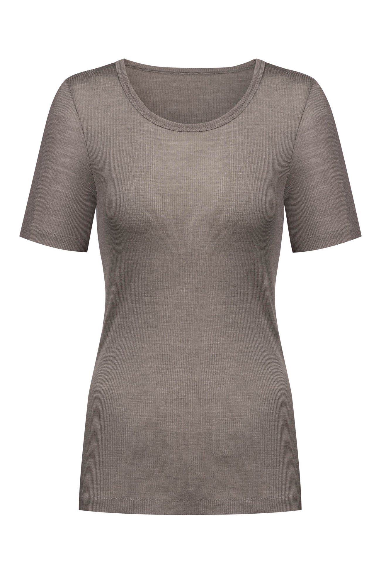 Mey T-Shirt Korte Mouw Wool Love Rib Dames 66013 90 deep taupe Foto 11970