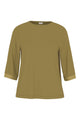 Mey T-Shirt Pure Chic Dames 1210120 1785 golden fern - soepel shirt met driekwartmouwen in een glanzende look.