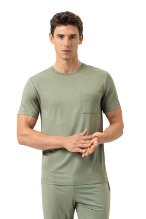 Mey T Shirt Jefferson Korte Mouw Heren 2210033 1781 faded olive, heren t-shirt met korte mouwen en zakje.