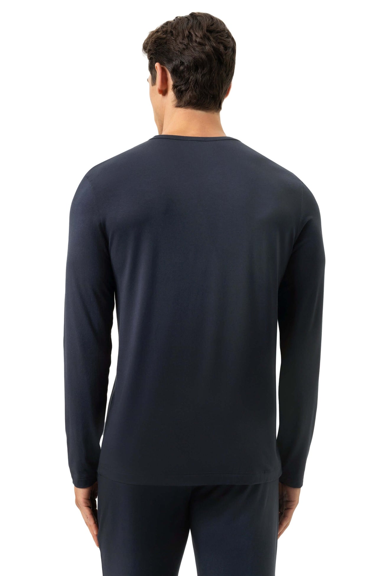Mey T Shirt Lange mouw Jefferson Heren 2210034 116 marine, achterkant view van het shirt met lange mouwen in marine kleur.