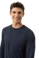 Mey T Shirt Lange mouw Jefferson Heren 2210034 116 marine, zwart shirt met lange mouwen en ronde hals, casual loungewear.