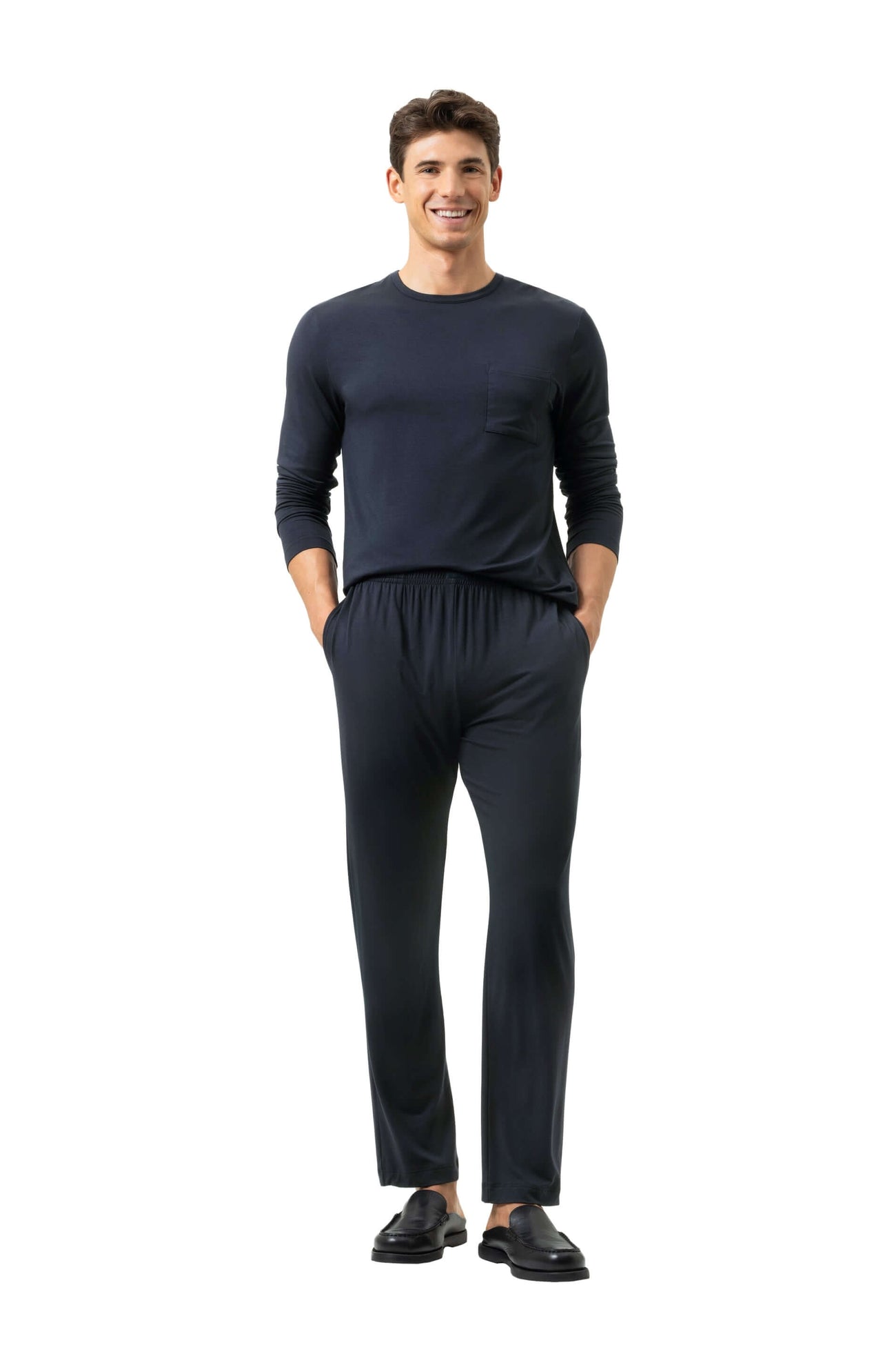 Mey T Shirt Lange mouw Jefferson Heren 2210034 116 marine in een herenloungewear outfit.