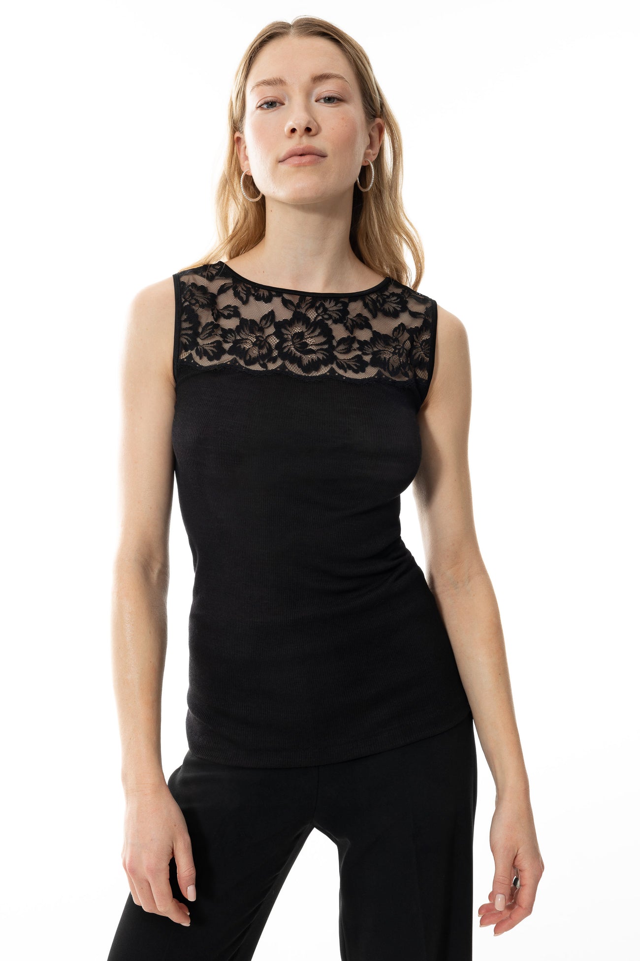 Mey Top Lace Wool Love Dames 65013 3 schwarz