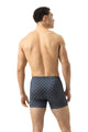 Mey Trunk Short Regular Circle heren, donkerblauw met grafisch patroon, biedt luxe comfort en een zachte pasvorm.
