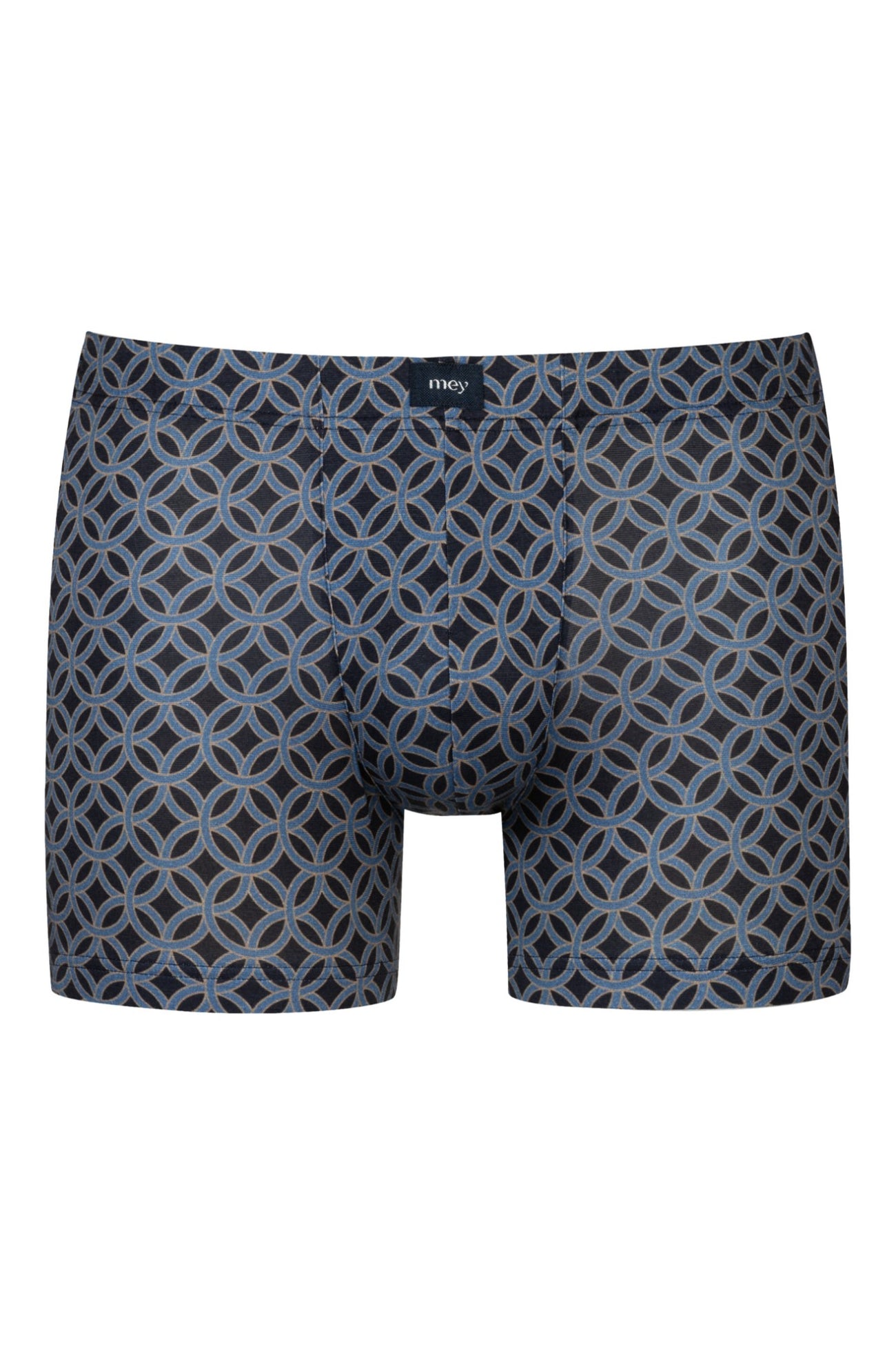 Mey trunk short in indigo met ronde grafische vormen, zacht door 95% Modal voor luxe draagcomfort.