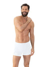 Mey Trunk Shorty Comfort Cotton Heren 37387 1 wit worn by a smiling man, showcasing comfort and fit.