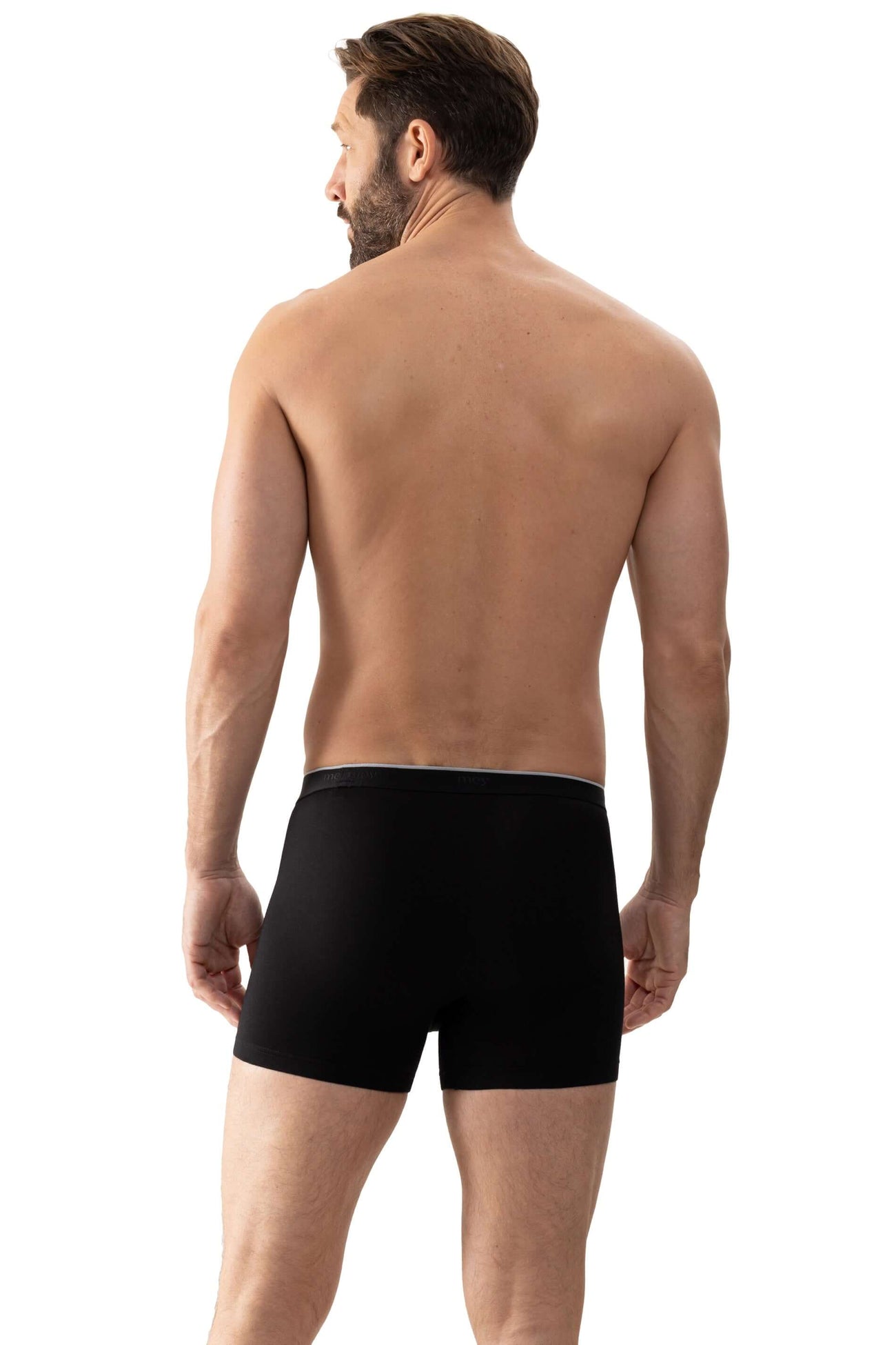 Mey Trunk Shorty Dry Cotton Heren 46109 123 zwart, zwarte boxershort voor heren, achterkant gezien.