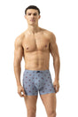 Mey trunk shorty in galactic blue with stripes and star-like patterns, made of soft modal fabric.