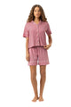 Mey Tweedelige Korte Knoopjes Pyjama Dames 1240121 1782 soft rosewood in zachte stof met korte mouwen en short.