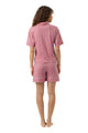 Mey Tweedelige Korte Knoopjes Pyjama Dames 1240121 1782 soft rosewood van achteren gezien, met korte mouwen en shortje.