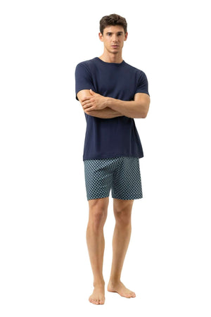 Mey Tweedelige Korte Pyjama Curves Heren 2240087 668 yacht blue, comfortabele kleding voor heren in katoen.