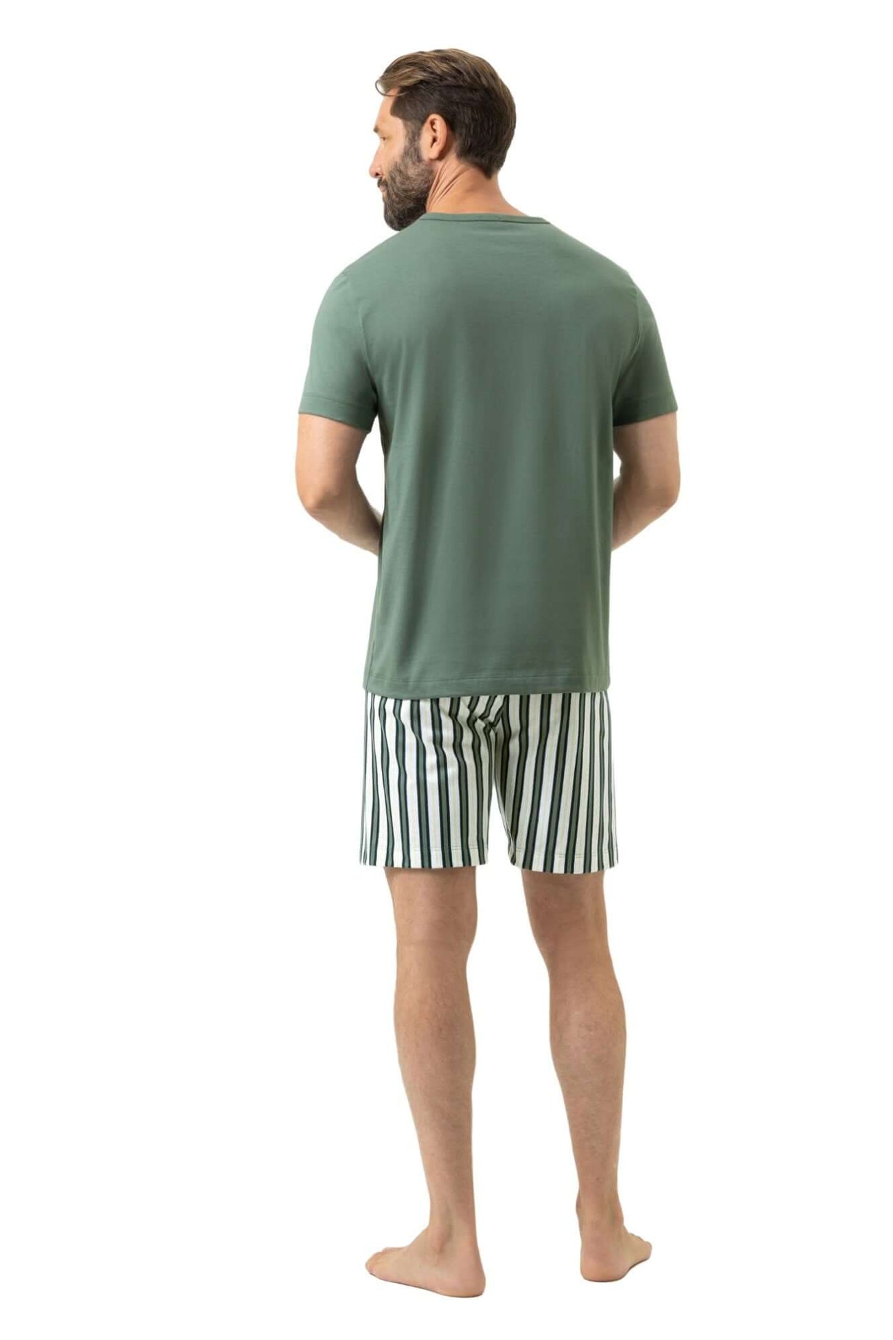 Mey Tweedelige Korte Pyjama Palm Stripes Heren 2240085 1254 palm hue, achterkant van een man in korte pyjama.