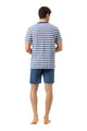 Mey Tweedelige Korte Pyjama Sky Stripes Heren 2240079 1762 hague blue, achteraanzicht man in gestreepte pyjama.