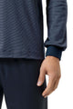 Detail van een Mey tweedelige herenpyjama in yacht blue met gestreept shirt en comfortabele pyjamabroek.