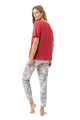 Mey Tweedelige Pyjama Dames 1240115 1700 strawberry glaze met effen shirt en bloemenpyjamabroek.