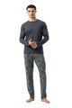 Mey 2-delige pyjama voor heren, donkergrijs shirt met paisley pyjamabroek in lava grey.
