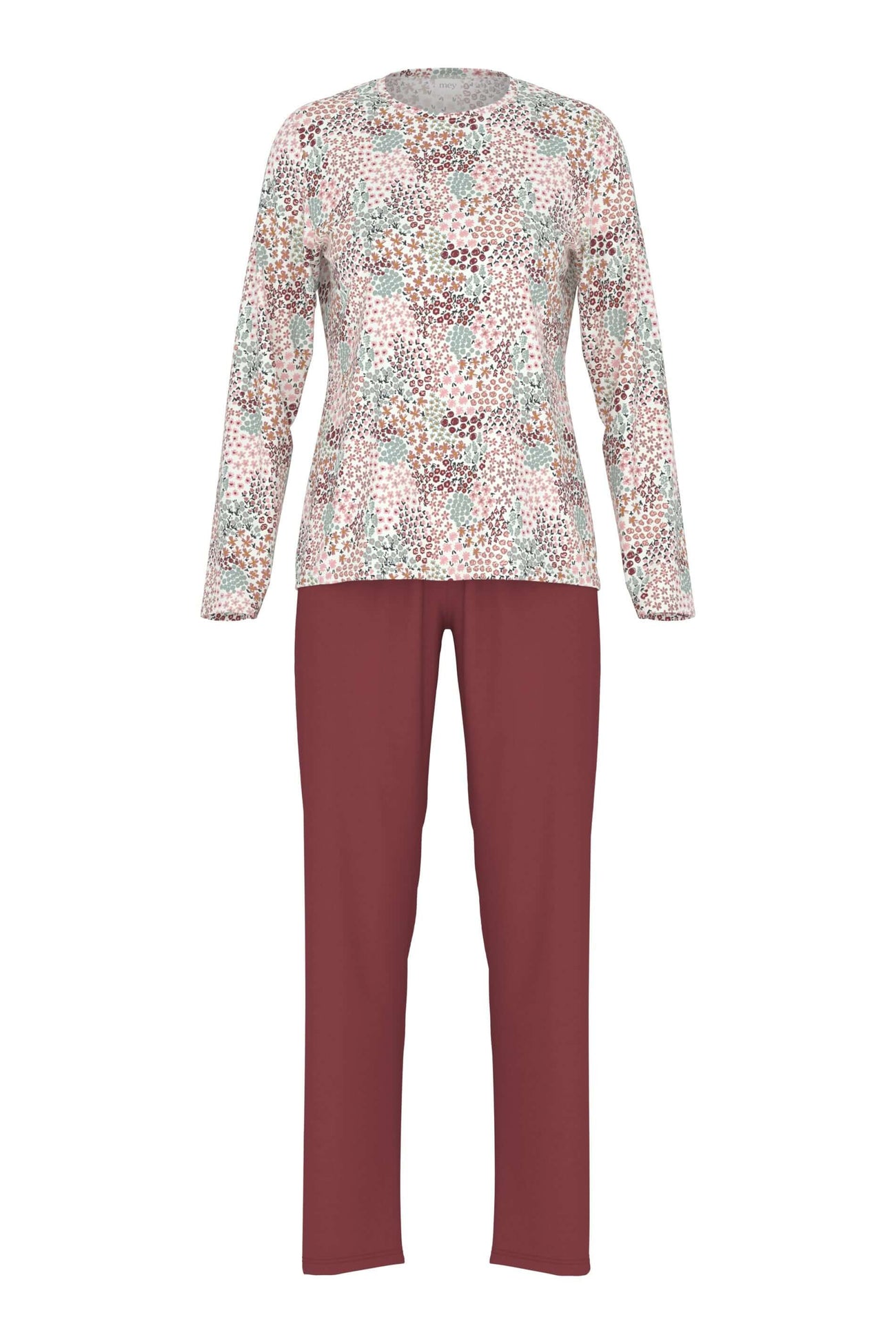 Mey Tweedelige Pyjama Flower Bed Dames 1240080 1114 bridal rose met bloemenprint en effen broek.