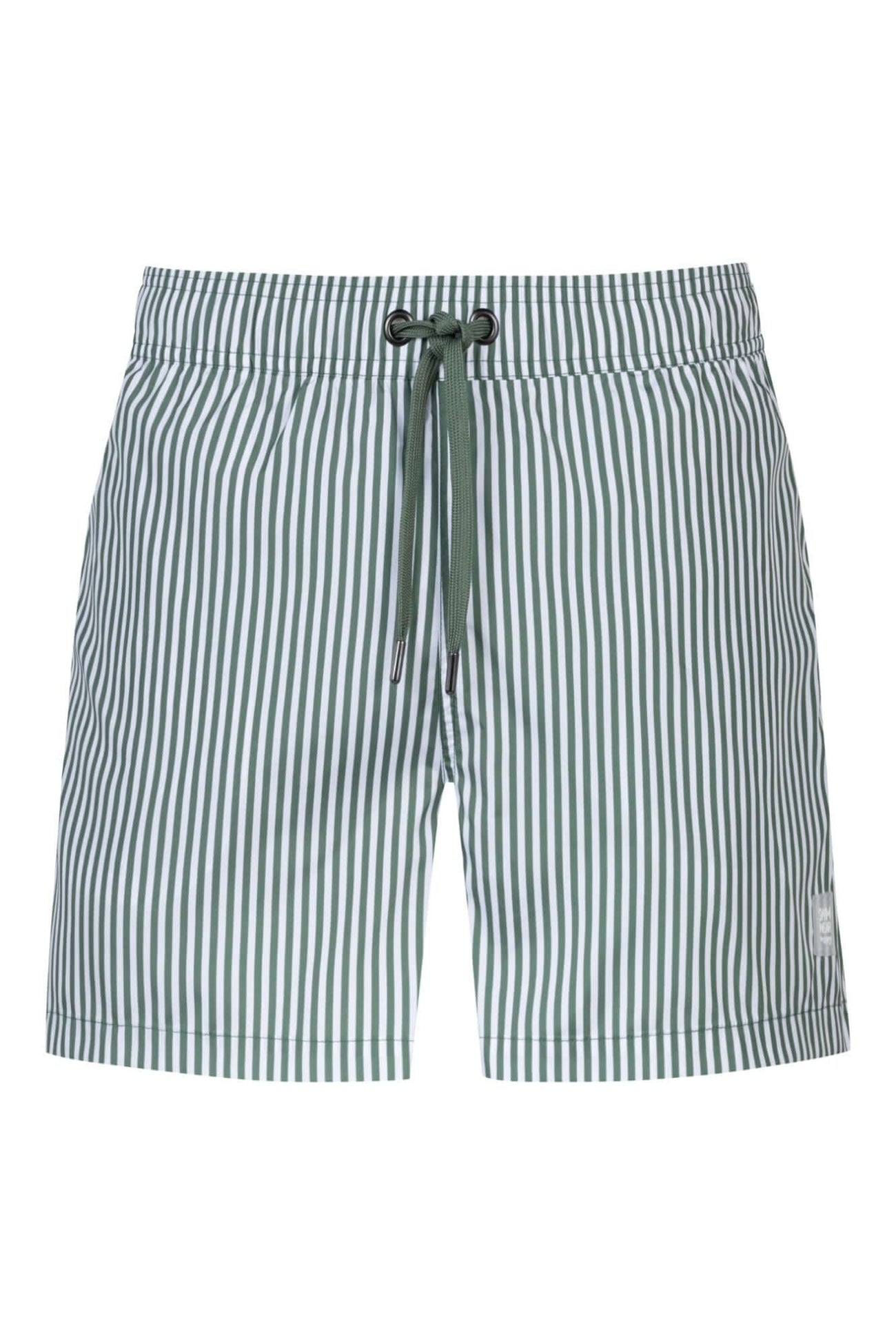 Mey Zwembroek Seaside Stripe Heren 2420029 1254 palm hue, groen-wit gestreept, lichtgewicht en sneldrogend.