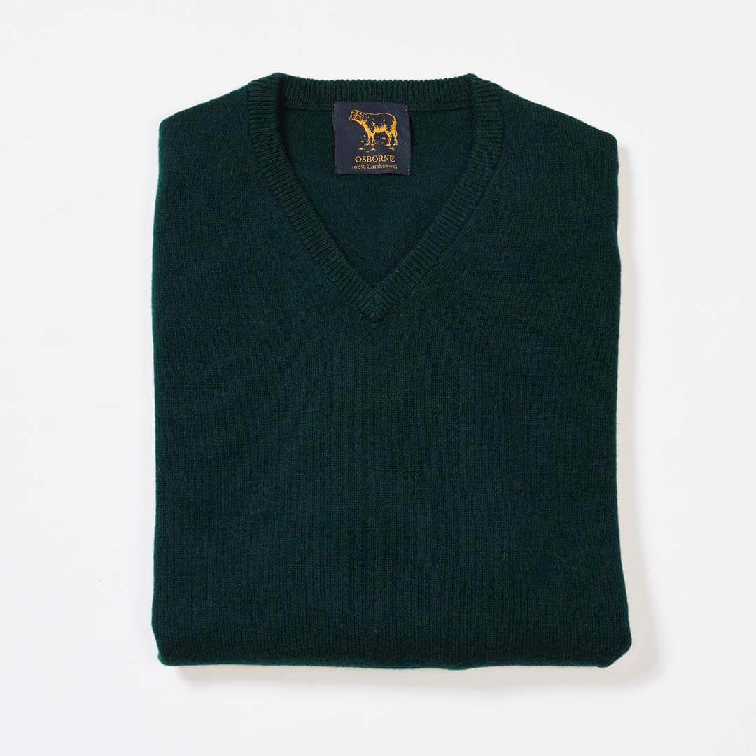 Osborne Heren Trui V-Hals Lamswol OMVS TARTAGRE in groen, premium lamswol, casual en elegant.