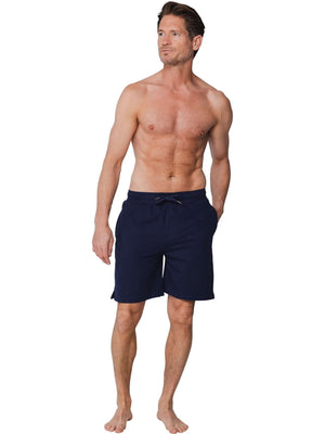 Pastunette Korte Joggingbroek Heren 152199-512-3 520 Dark Blue model met trekkoord in donkerblauwe kleur.