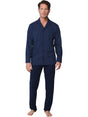 Pastunette Tweedelige Doorknoop Pyjama Heren 122199-510-2 520 Dark Blue gedragen door man met een grafisch design pyjamajasje.
