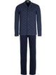 Pastunette Tweedelige Doorknoop Pyjama Heren 122199-510-2 520 Dark Blue met grafisch design en effen broek.