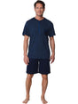 Pastunette Tweedelige Korte Pyjama Heren 132199-506-1 520 Dark Blue, gemêleerde denim kleur, comfortabele katoenen pyjama.