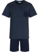 Pastunette Tweedelige Korte Pyjama Heren 132199-506-1 520 Dark Blue - Korte pyjama in donkerblauw met knoopsluiting.